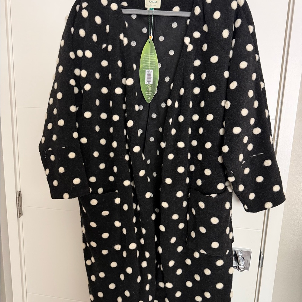 FARM Rio Black and White Polka Dot Coat